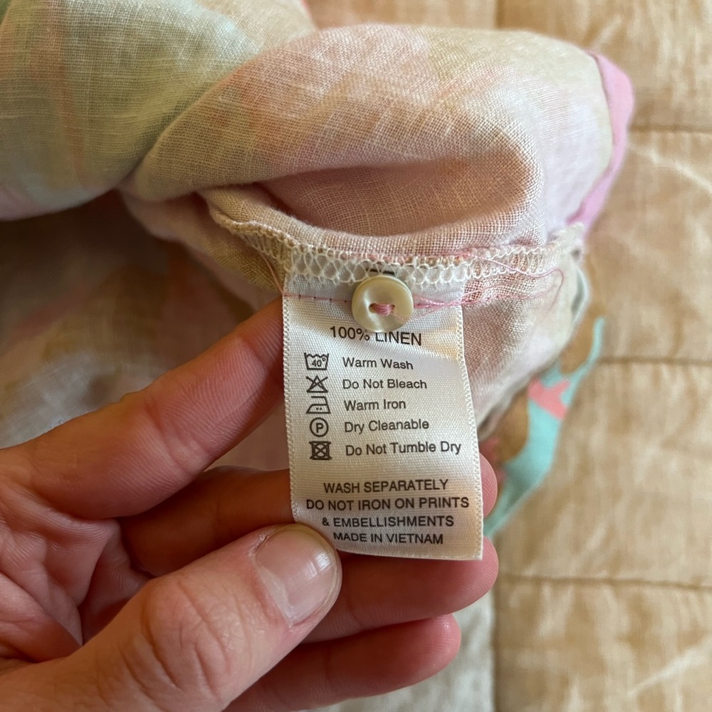 Like New LANHTROPY BUBBLE LINEN SHIRT - AQUARELA Linen Size XS - Picture 6 of 9